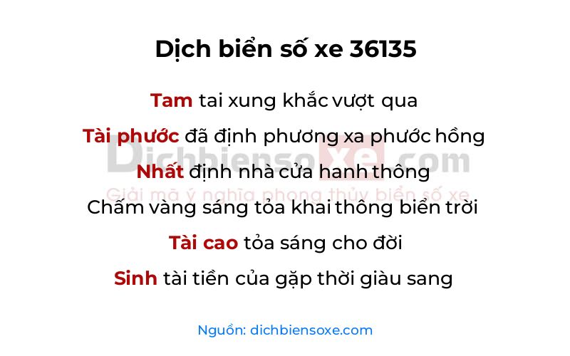 Dịch thơ biển số 36135