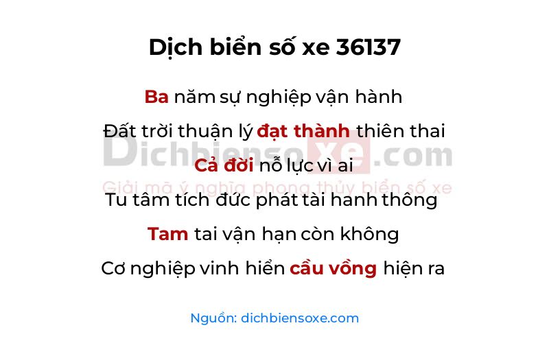 Dịch thơ biển số 36137