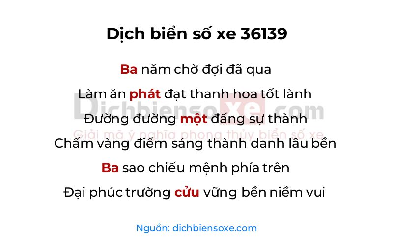 Dịch thơ biển số 36139