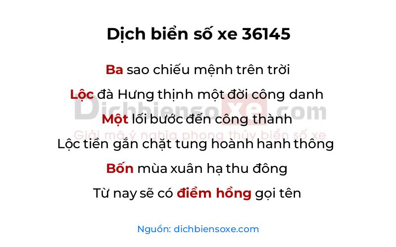 Dịch thơ biển số 36145