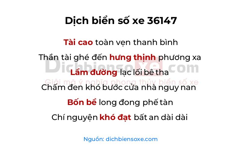 Dịch thơ biển số 36147