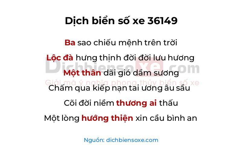 Dịch thơ biển số 36149