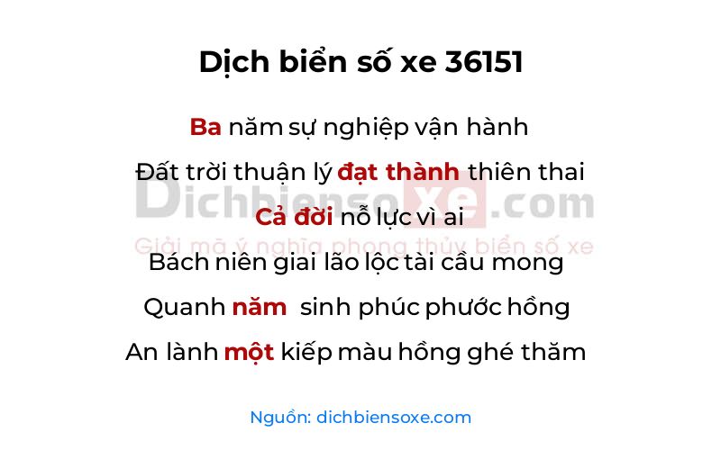Dịch thơ biển số 36151