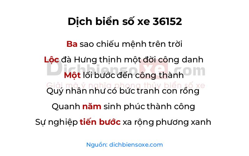 Dịch thơ biển số 36152