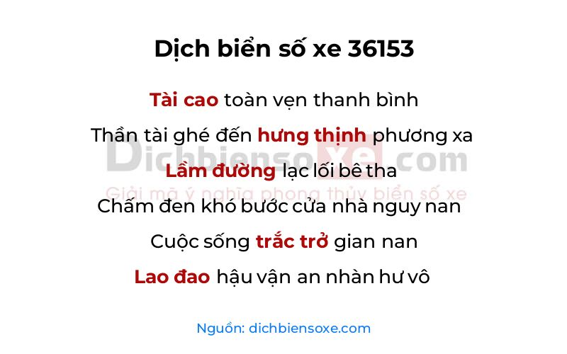 Dịch thơ biển số 36153