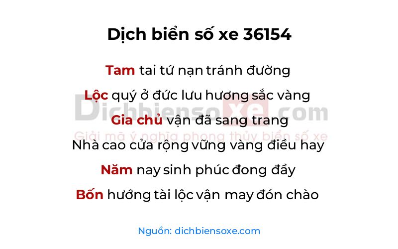 Dịch thơ biển số 36154