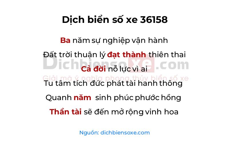 Dịch thơ biển số 36158