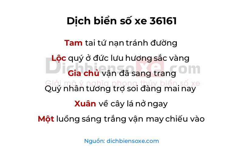 Dịch thơ biển số 36161