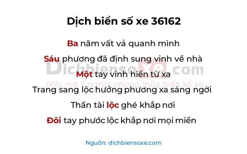 Dịch thơ biển số 36162