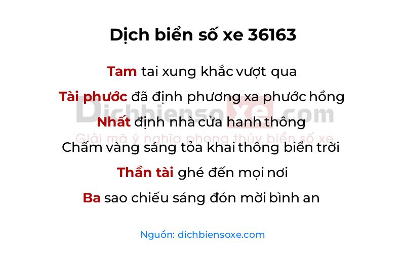 Dịch thơ biển số 36163