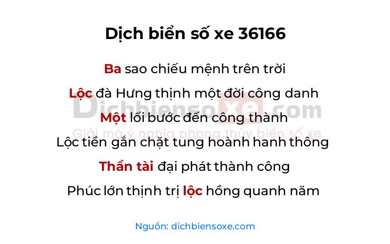 Dịch thơ biển số 36166
