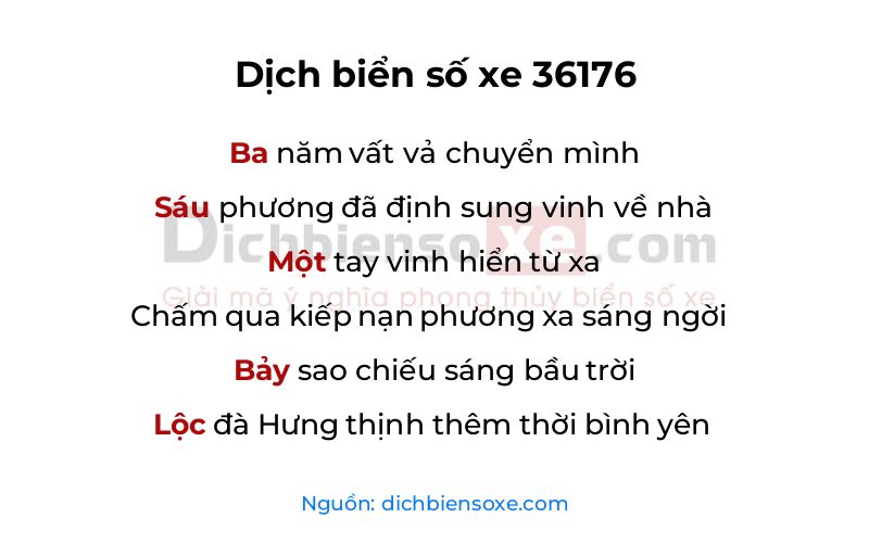 Dịch thơ biển số 36176