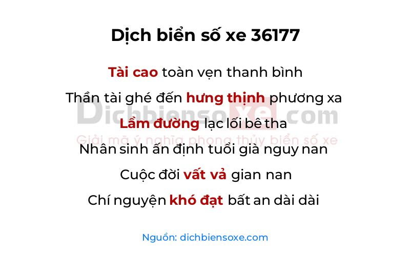 Dịch thơ biển số 36177