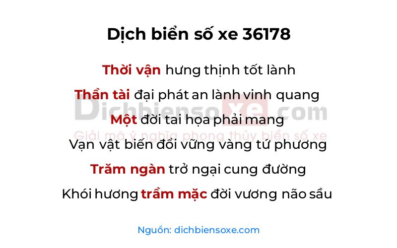 Dịch thơ biển số 36178