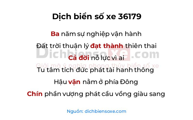 Dịch thơ biển số 36179