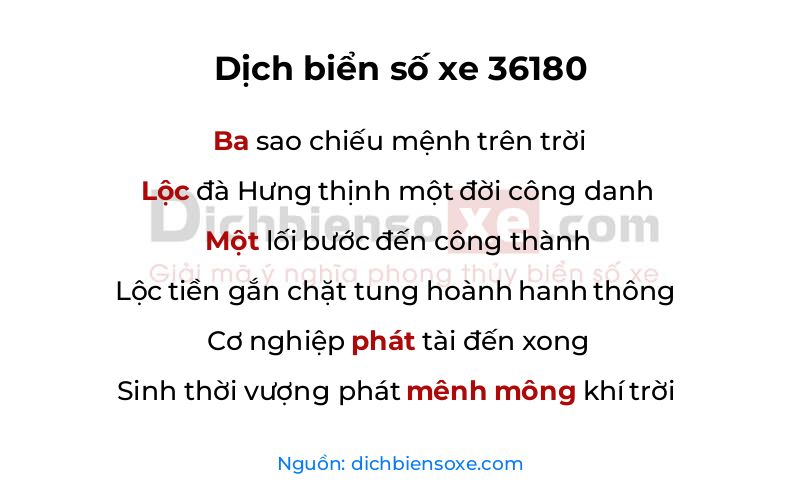 Dịch thơ biển số 36180