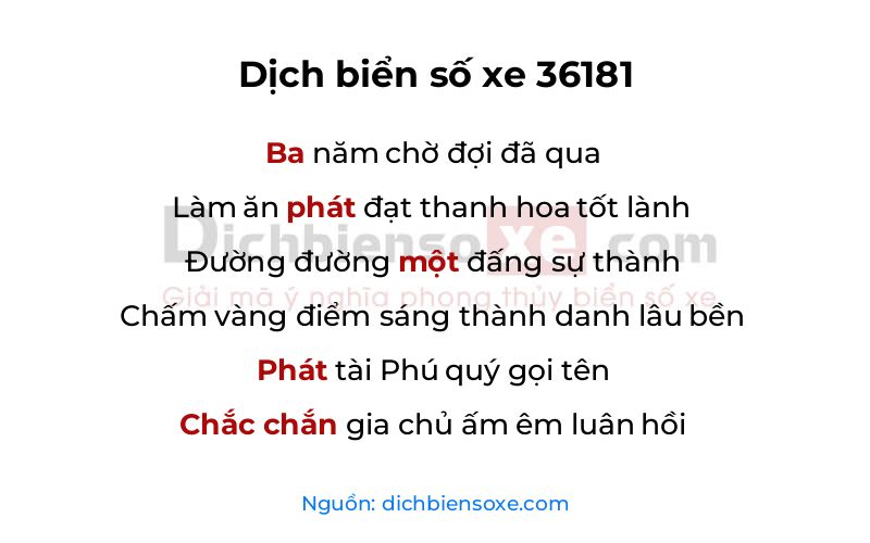Dịch thơ biển số 36181
