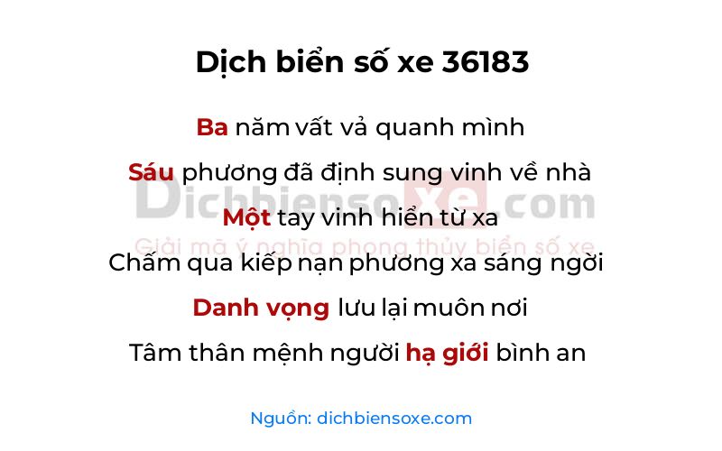 Dịch thơ biển số 36183
