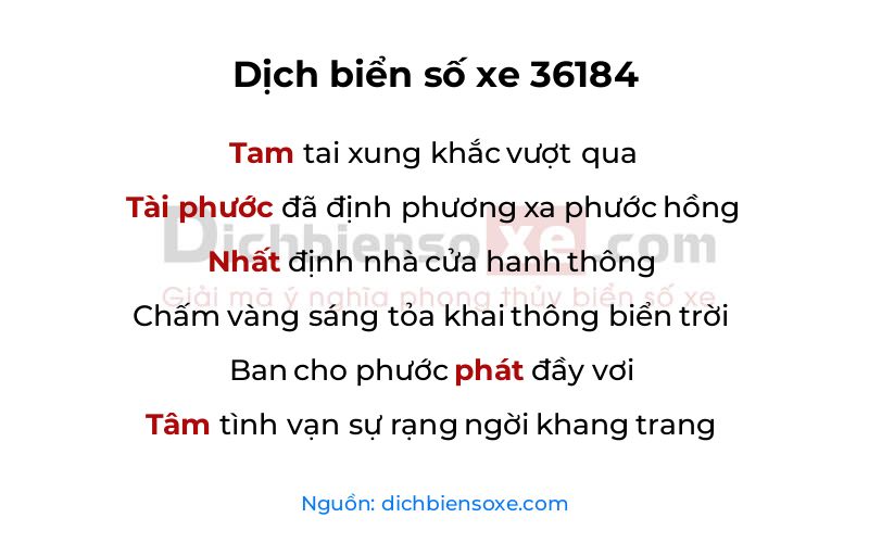 Dịch thơ biển số 36184