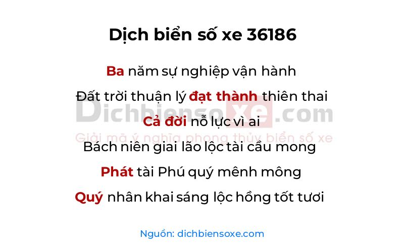 Dịch thơ biển số 36186