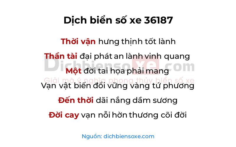 Dịch thơ biển số 36187