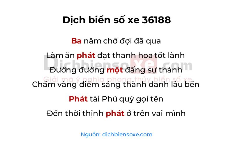 Dịch thơ biển số 36188