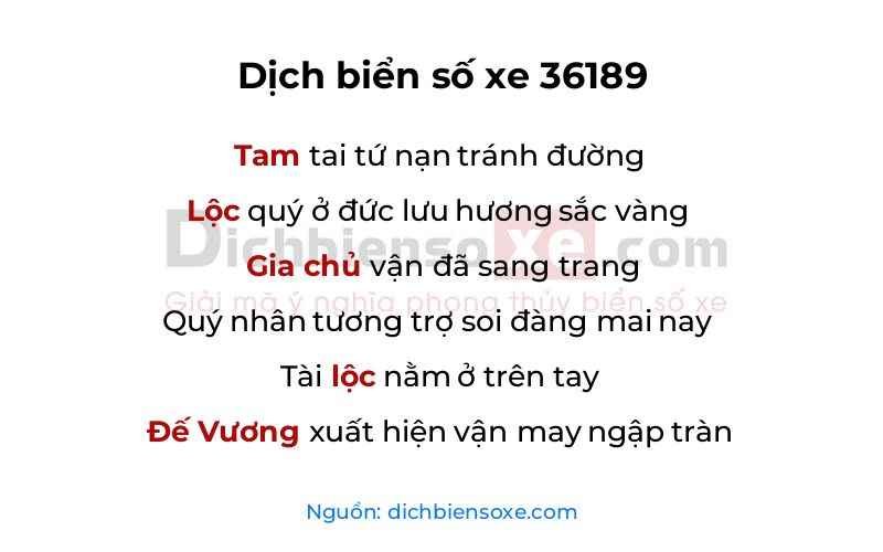 Dịch thơ biển số 36189
