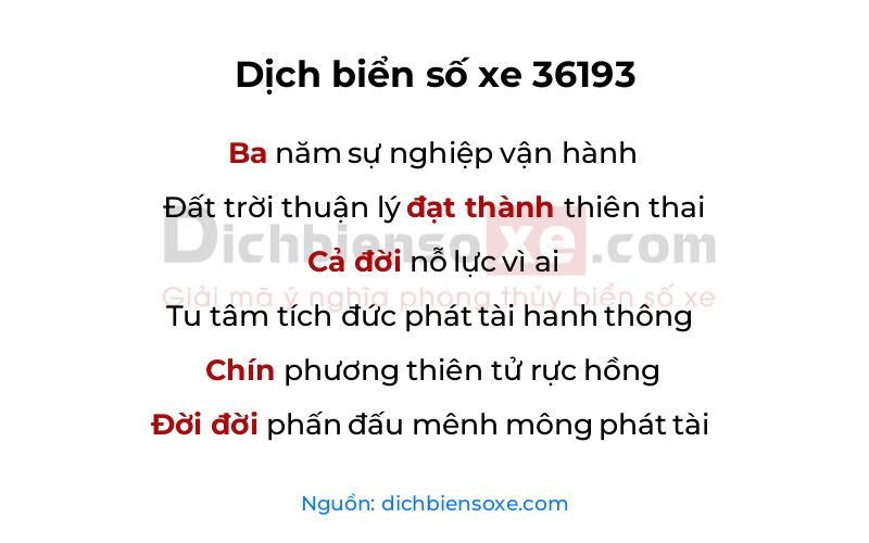 Dịch thơ biển số 36193