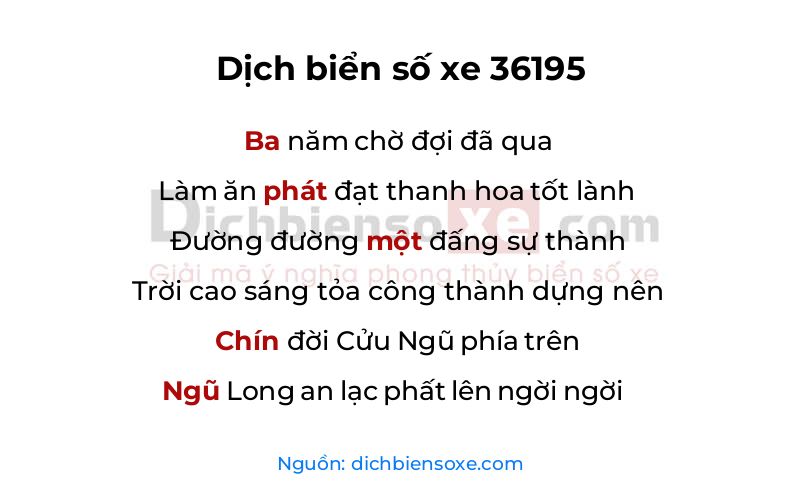 Dịch thơ biển số 36195