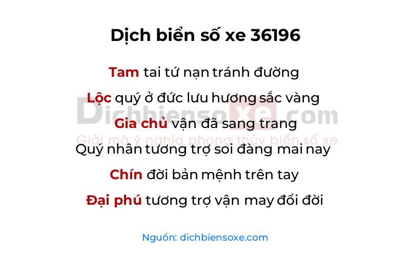 Dịch thơ biển số 36196