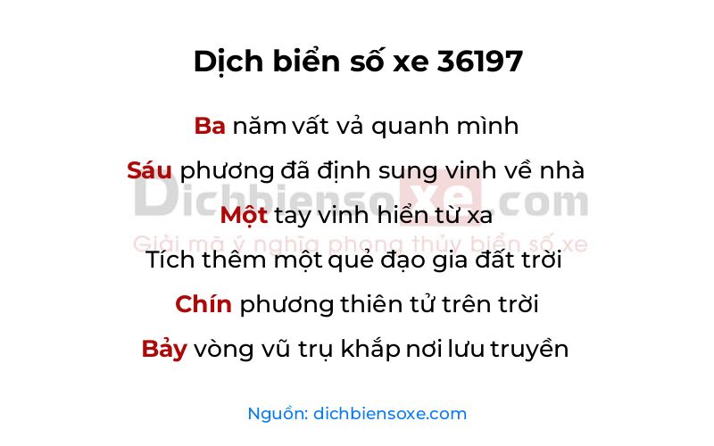 Dịch thơ biển số 36197