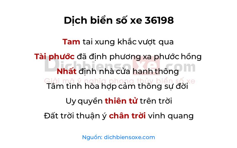 Dịch thơ biển số 36198