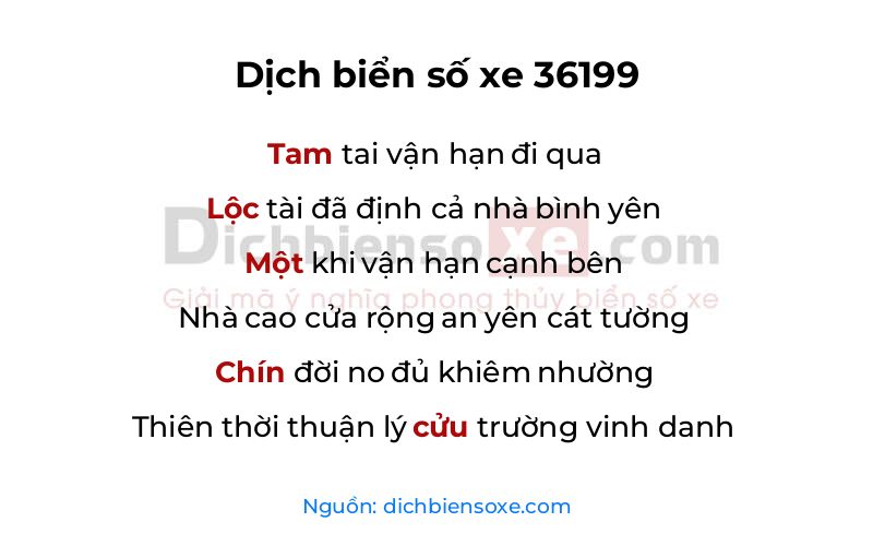 Dịch thơ biển số 36199