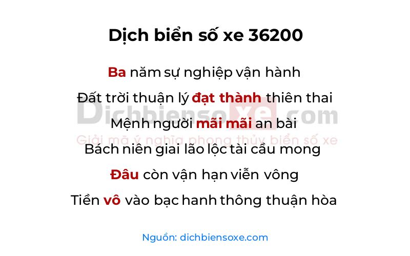 Dịch thơ biển số 36200