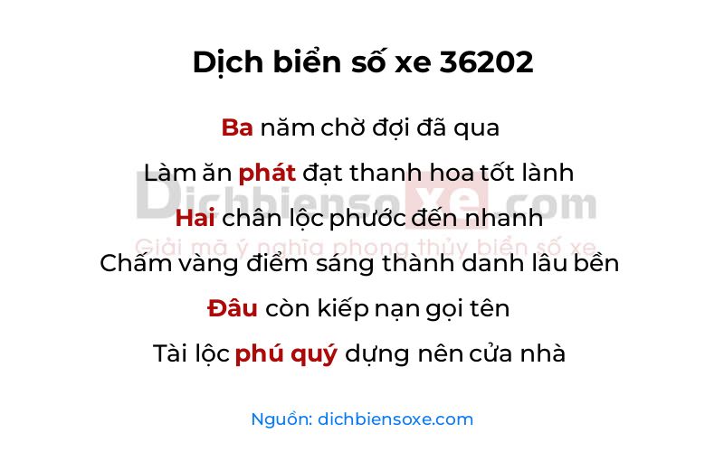 Dịch thơ biển số 36202