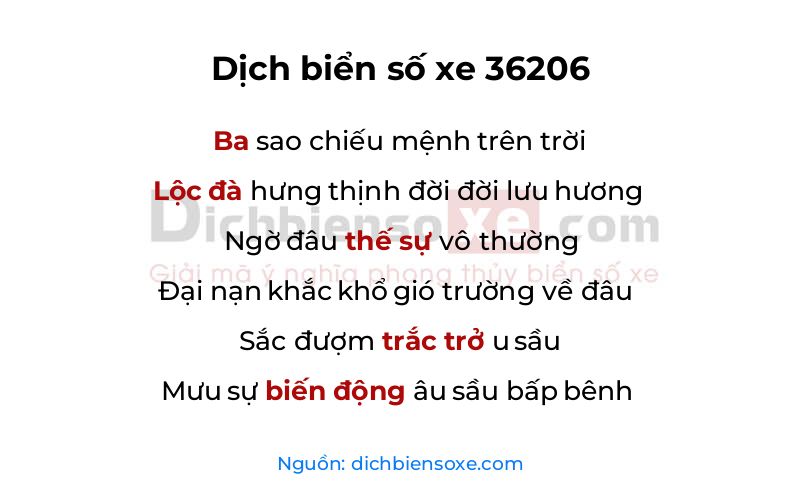 Dịch thơ biển số 36206
