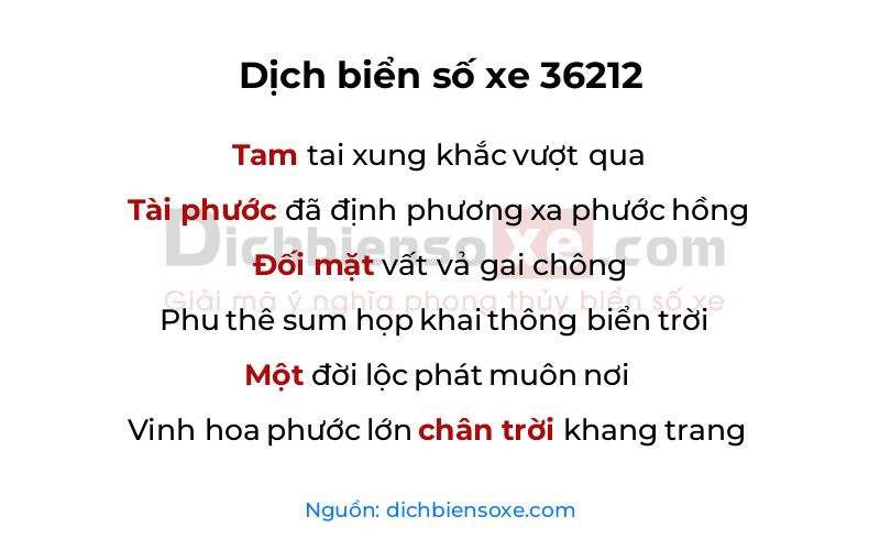 Dịch thơ biển số 36212