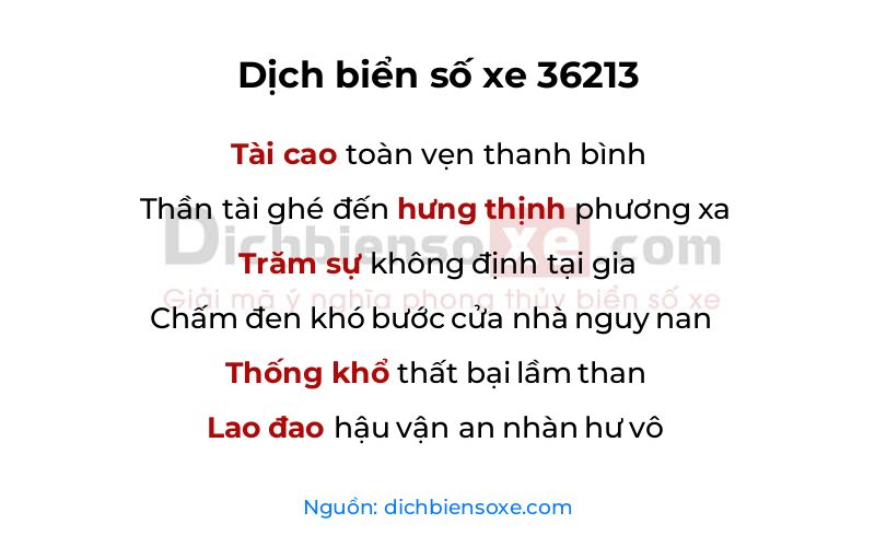 Dịch thơ biển số 36213