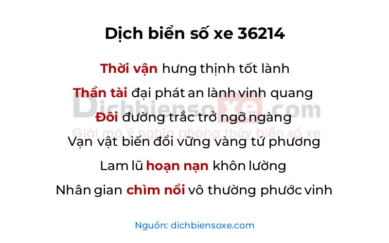 Dịch thơ biển số 36214
