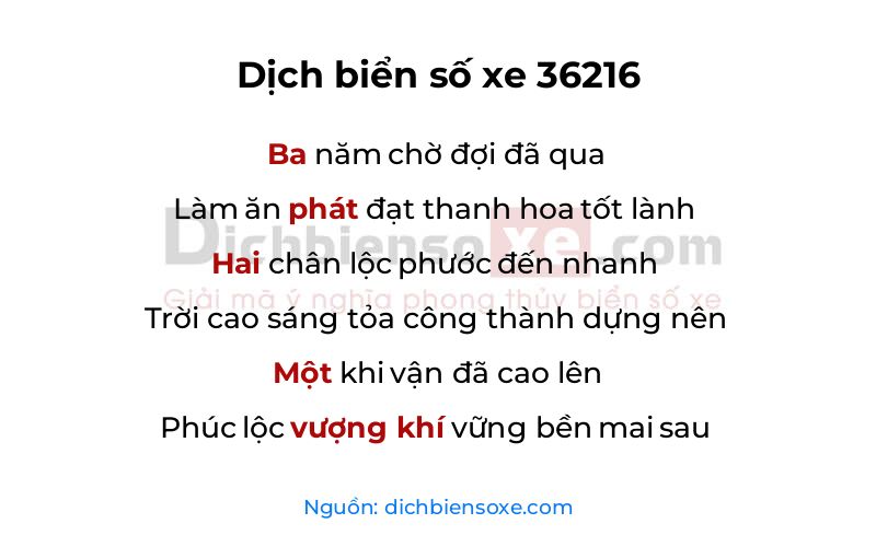 Dịch thơ biển số 36216