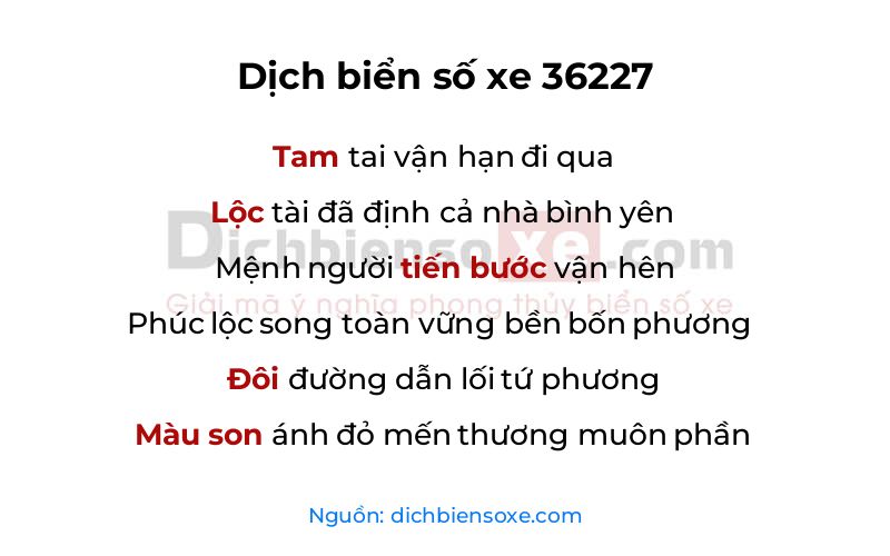 Dịch thơ biển số 36227