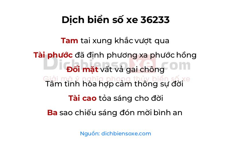 Dịch thơ biển số 36233