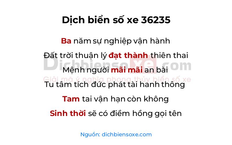 Dịch thơ biển số 36235