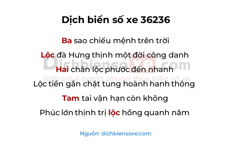 Dịch thơ biển số 36236