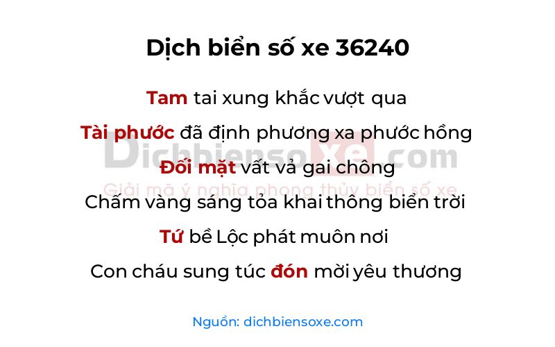 Dịch thơ biển số 36240