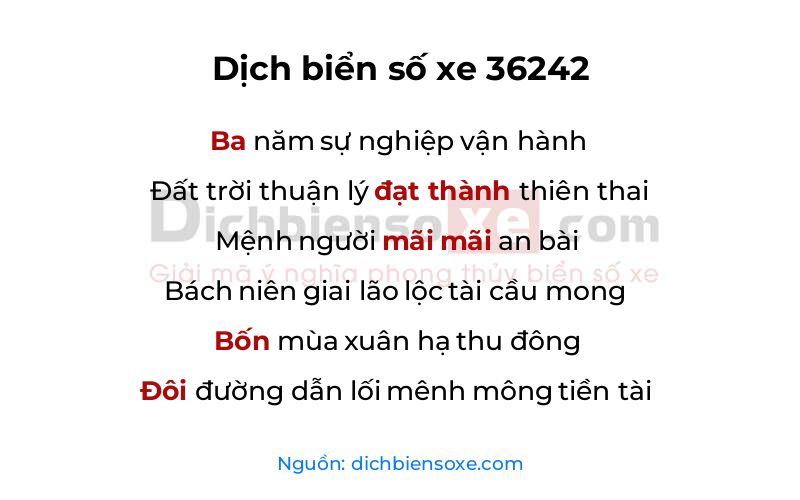 Dịch thơ biển số 36242