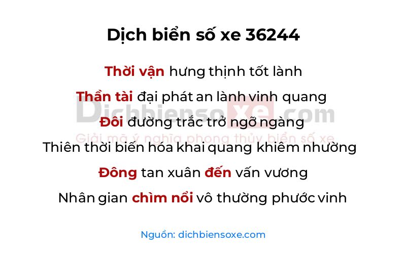 Dịch thơ biển số 36244