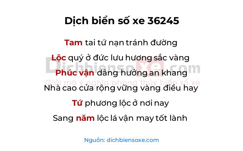 Dịch thơ biển số 36245