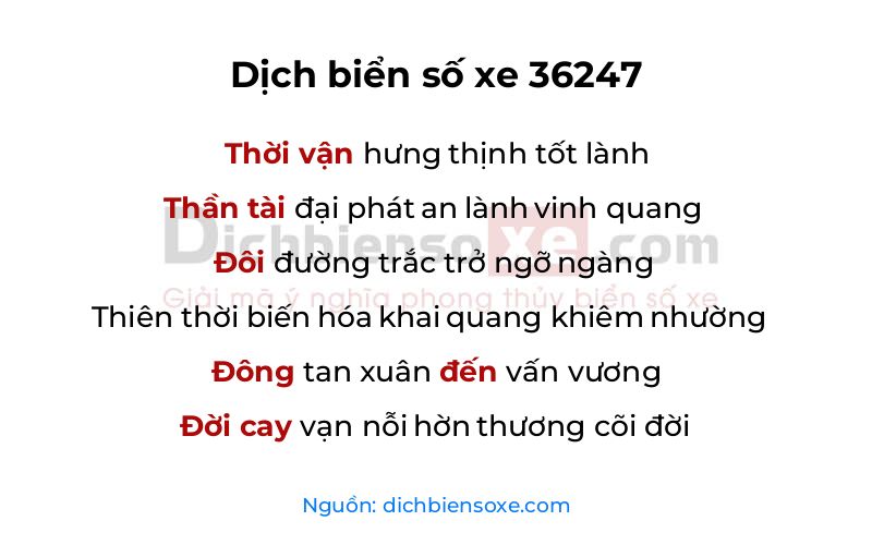 Dịch thơ biển số 36247