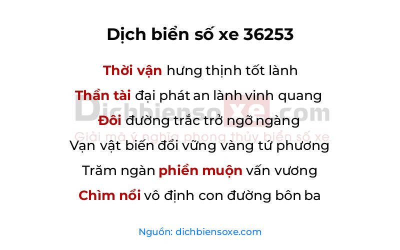 Dịch thơ biển số 36253